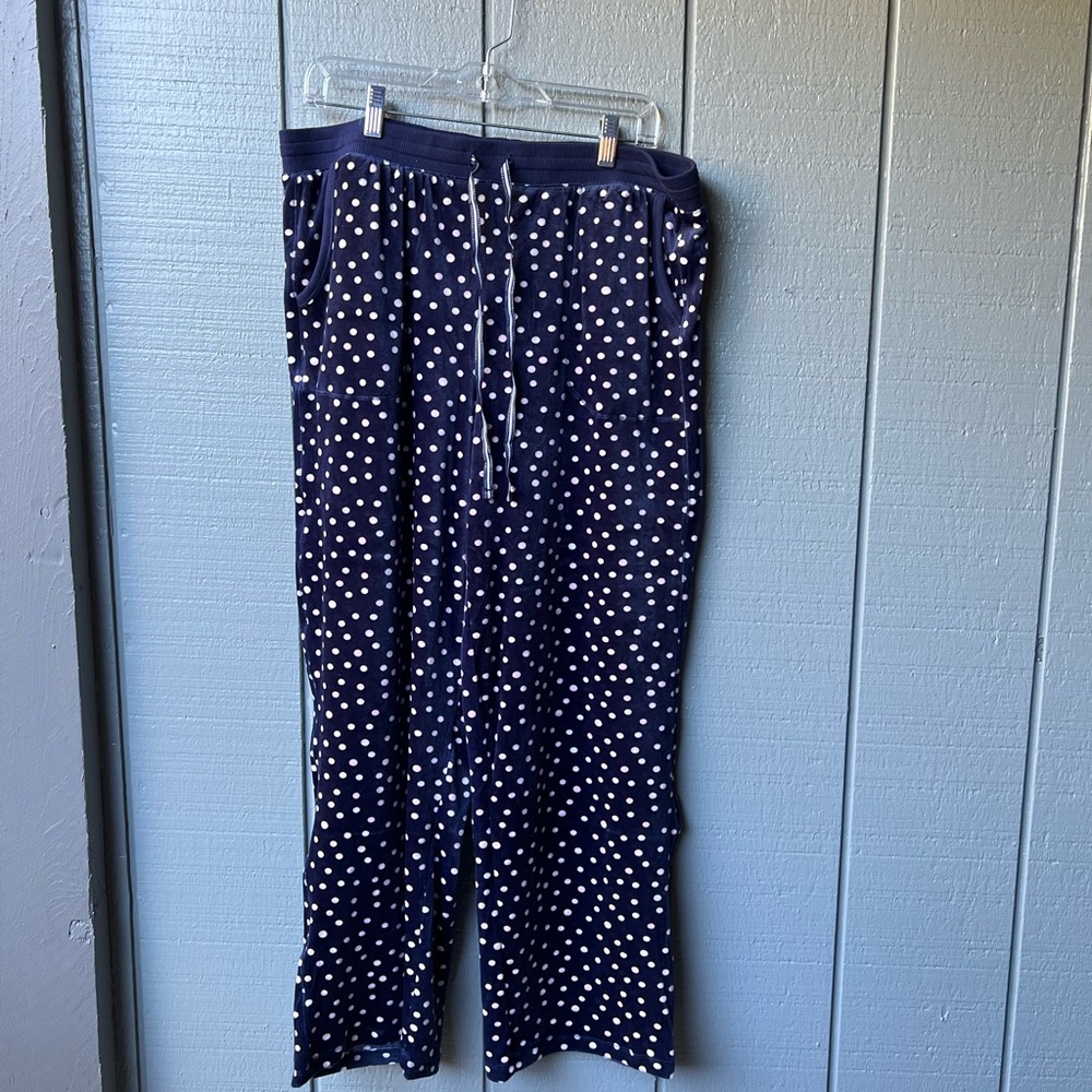 Nautica Two Piece Blue Pink Polka Dots Cozy Velour PJ Sleepwear Set Fall Winter - Picture 5 of 16